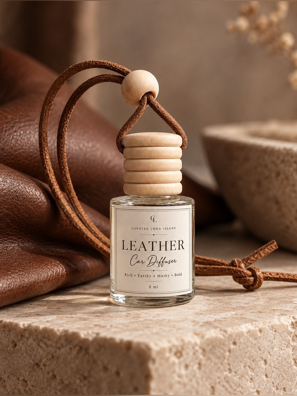 Leather Car Diffuser | 8ml Aromatherapy | Boho Hanging Diffuser | Natural New